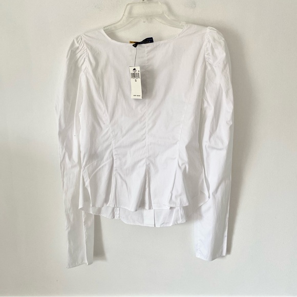 Polo Ralph Lauren NWTs Magi U-Neck White Cotton Blouse size 10 - Picture 8 of 11